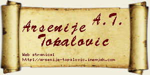 Arsenije Topalović vizit kartica